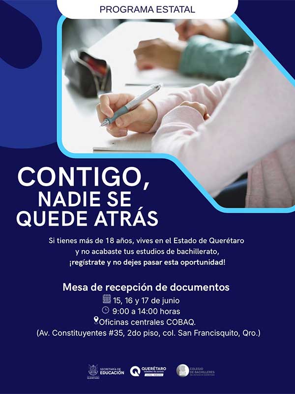 Atencion-estudiantes ¡Atención estudiantes! Prepara COBAQ jornada de registro para el programa “Contigo, Nadie se Quede Atrás” 2026