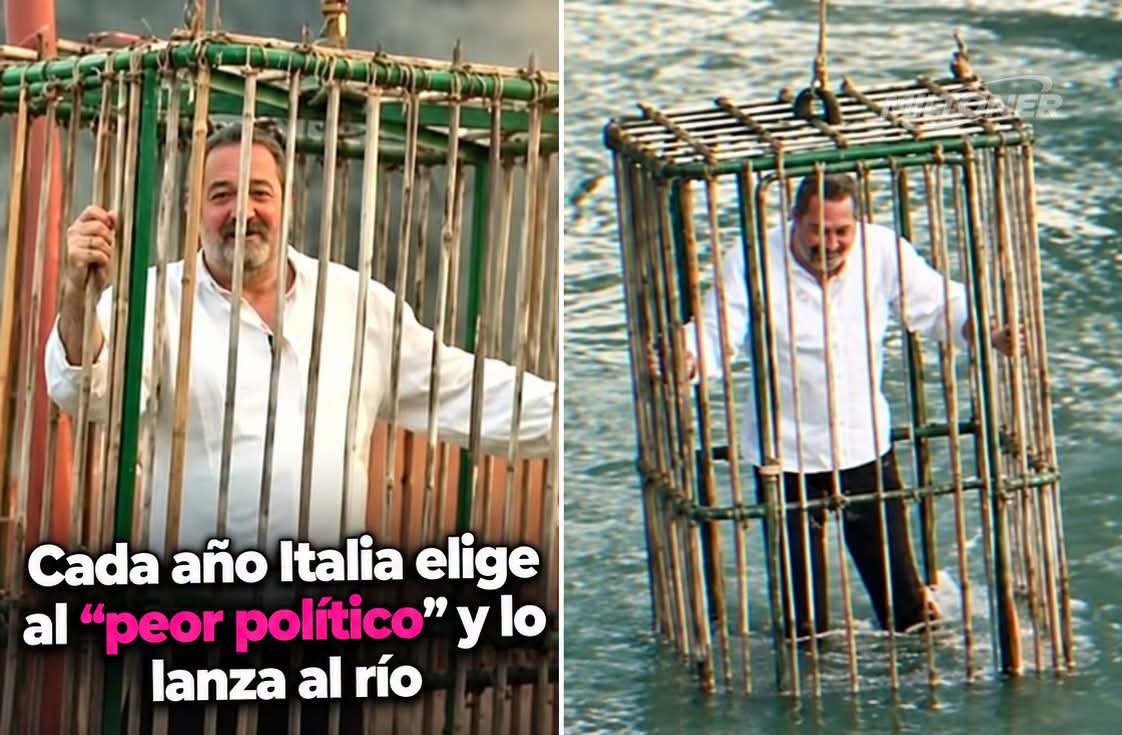 Castigo-a-politicos En Italia ser un político que no cumple cuesta ser humillado en el agua fría de un río